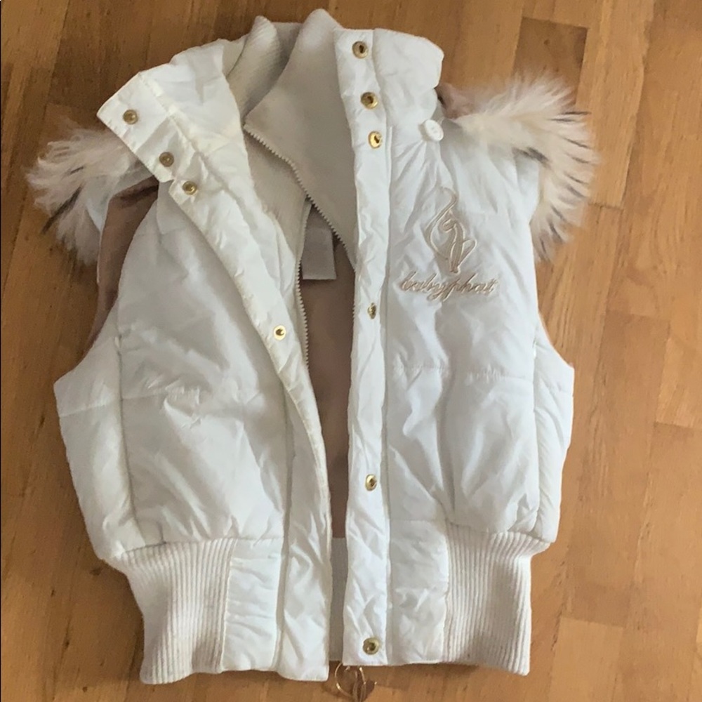 White Baby Phat Vest w/Fur Hood